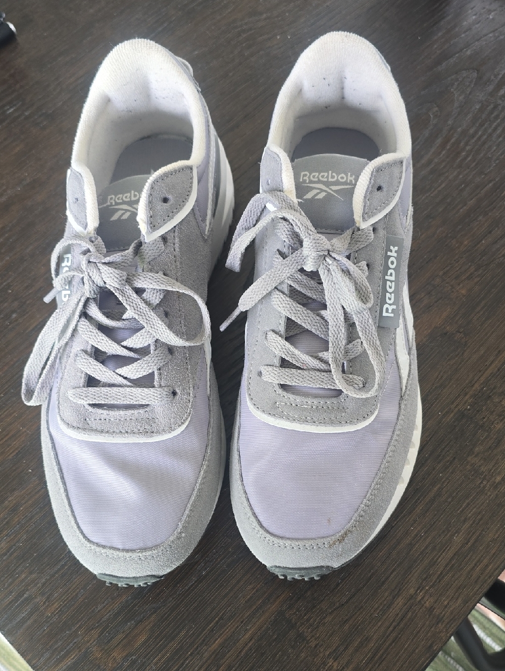 Reebok Light Grey Suede & Mesh Trainers